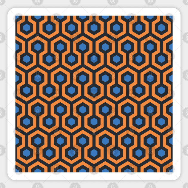 Geometric Pattern: Looped Hexagons: Orange/Blue Sticker by Red Wolf